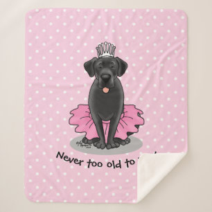 Funny Dog Ballet Princess Black Lab Retriever Sherpa Blanket