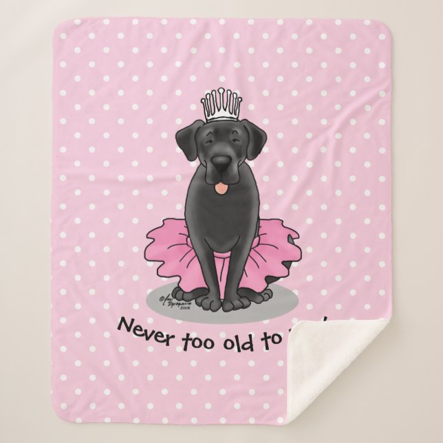 Funny Dog Ballet Princess Black Lab Retriever Sherpa Blanket (Front)