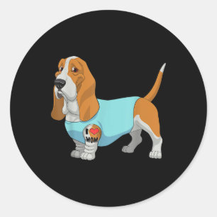 Funny Dog Beagle I Love Mum Tattoo Gift Tee Classic Round Sticker
