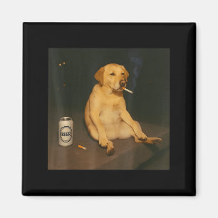 Funny Dog Beer Smoking Meme Sarcastic Dog Lover  Magnet