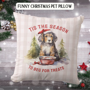 Funny Dog Begging for Treats Christmas Cushion
