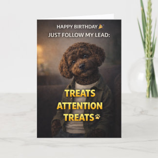 Funny Dog Birthday Card Treats Attention Cockapoo