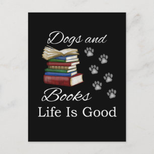 Funny Dog Book Life Is Good Pet Lover Book Reader Postcard