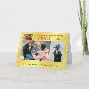 Funny Dog Cat 3 Photos Minimalist Elegant Golden Card