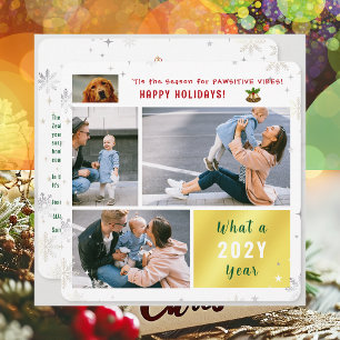 Funny Dog Cat 4 Photos Happy Holidays Pawsitive  Holiday Card