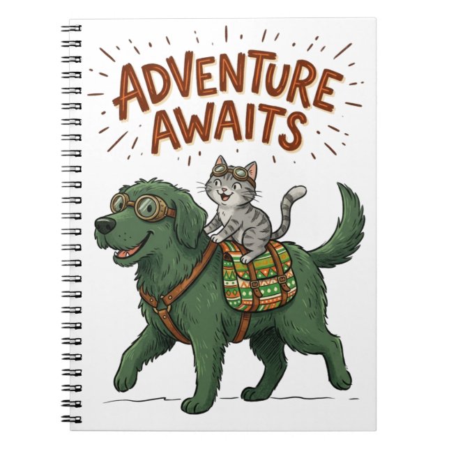 Funny Dog & Cat Adventure Awaits Notebook (Front)