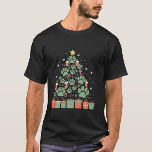 Funny Dog Cat Paws Christmas Tree Xmas Lights Pet  T-Shirt