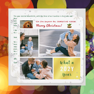 Funny Dog Cat Pawsitive 4 Photos Letter Modern  Holiday Card