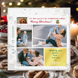 Funny Dog Cat Peace Love Joy 4 Photos Collage Cute Holiday Card