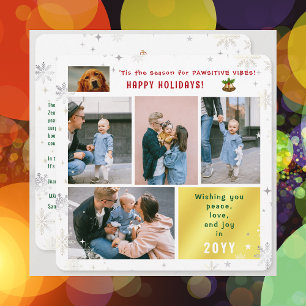 Funny Dog Cat Peace Love Joy 5 Photos Cute Modern Holiday Card