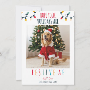 Funny Dog Cat Pet Photo Christmas Festive AF Holiday Card