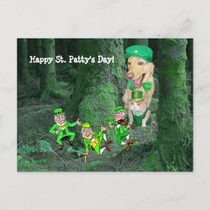 Funny Dog & Cat St. Patrick's Day Postcard