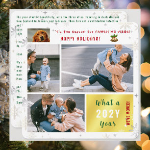 Funny Dog Cat We've Moved 4 Photos Cute Pawsitive Holiday Card