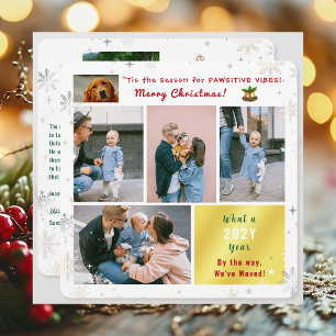 Funny Dog Cat We've Moved New Home 6 Photos Cute Holiday Card