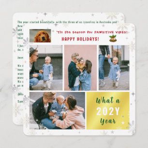 Funny Dog Cat What a Year Happy Holidays 5 Photos Holiday Card