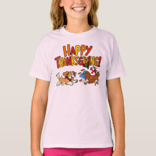 Funny Dog Chasing Turkey Thanksgiving Unisex T-Shirt