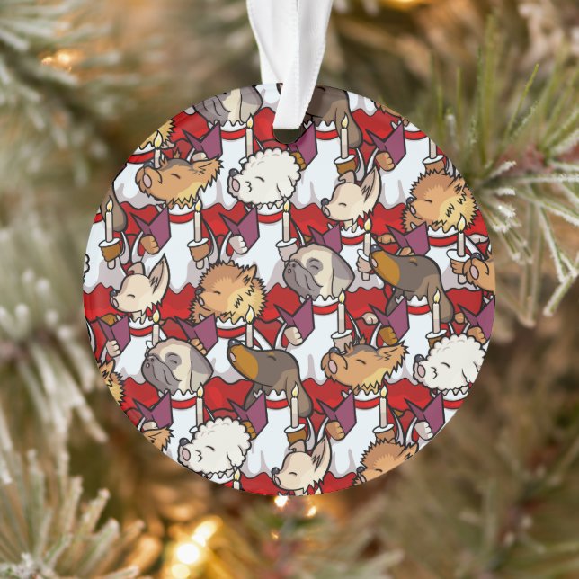 Funny Dog Choir Christmas Carol Singers Cartoon Ornament (Tree)