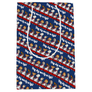 Funny Dog Choir Ding Dog Xmas Carol Pun Cartoon Medium Gift Bag