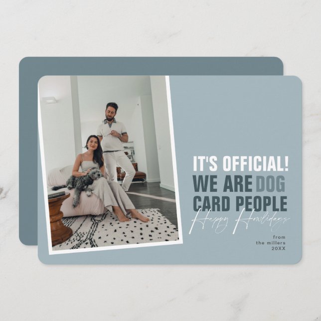 Funny Dog Christmas Card Blue Happy Howlidays (Front/Back)