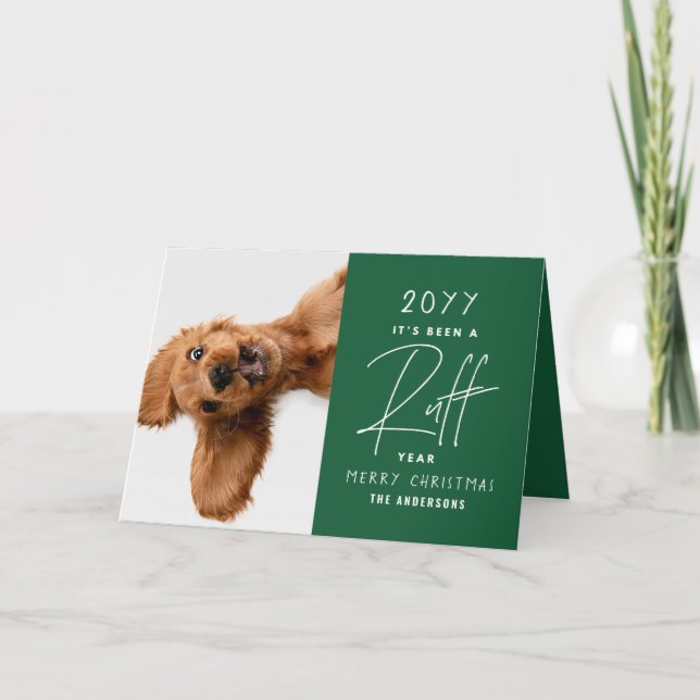 Funny Dog Christmas Card It's Been A Ruff Year  (Front)