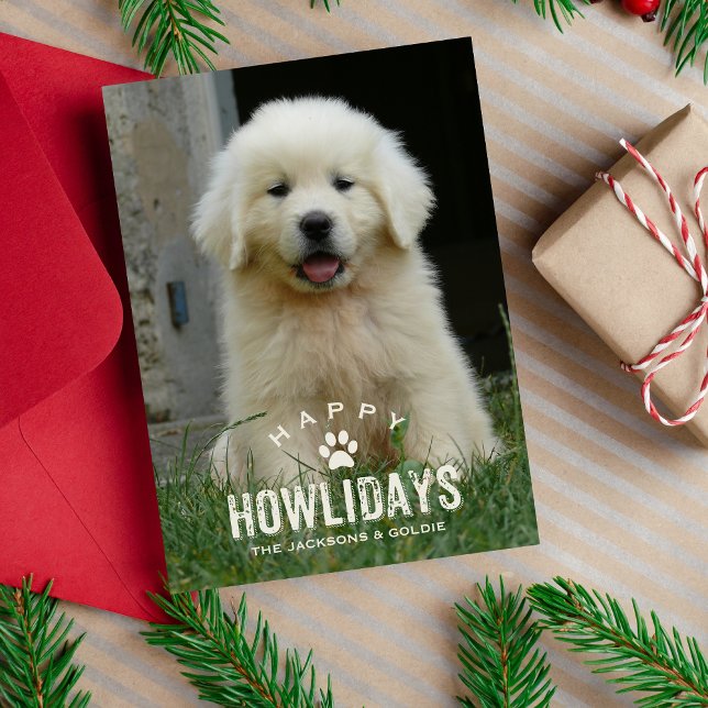 Funny Dog Christmas Holiday Howlidays Pet Photo (Creator Uploaded)