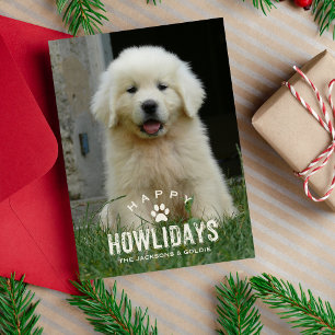 Funny Dog Christmas Holiday Howlidays Pet Photo Card