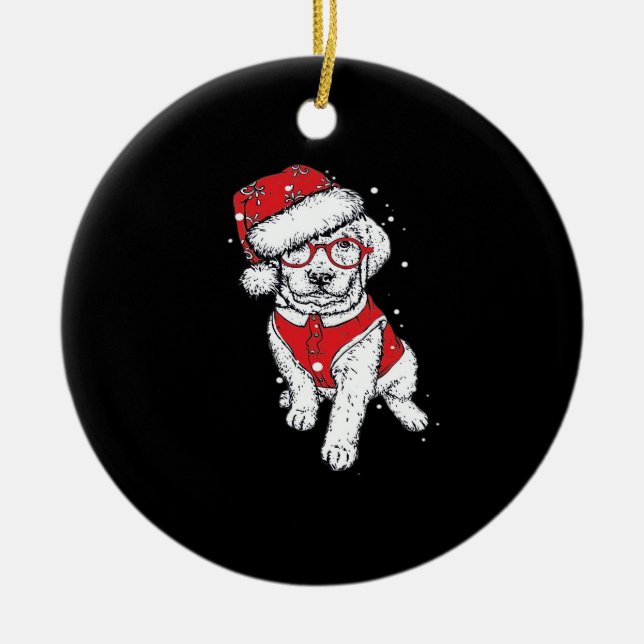 Funny Dog Christmas Pajamas Gift for Dog Lovers Wo Ceramic Ornament (Front)