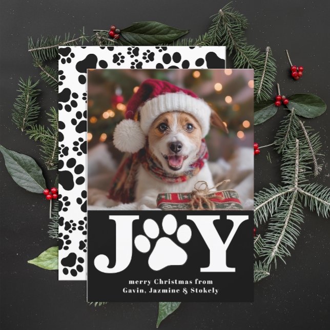 Funny Dog Christmas Picture Personalised Photo Joy Holiday Card (Creator Uploaded)