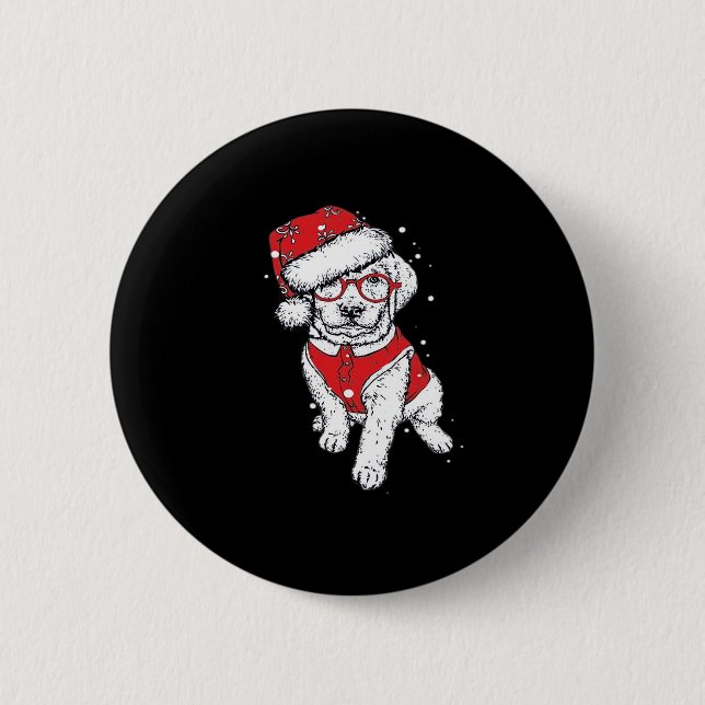 Funny Dog Christmas Pyjamas Gift for Dog Lovers Wo 6 Cm Round Badge (Front)