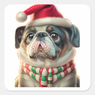 Funny Dog Christmas, Square Sticker
