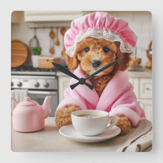 Funny Dog Clock Coffee Lovers Wall Clock