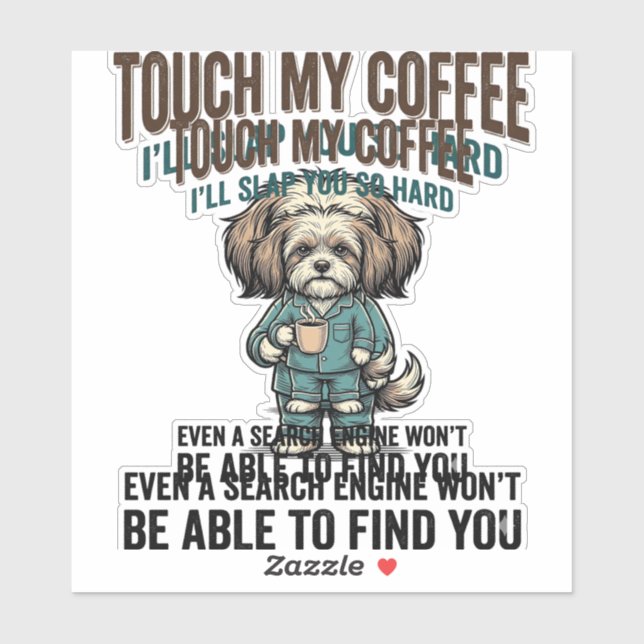 Funny Dog Coffee Warning Vintage Engraving Design_ (Sheet)
