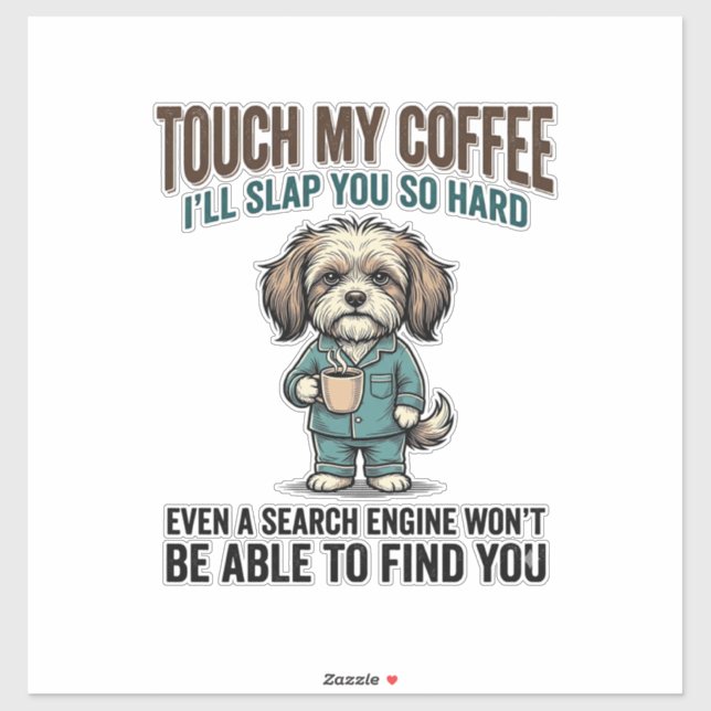 Funny Dog Coffee Warning Vintage Engraving Design_ (Sheet)