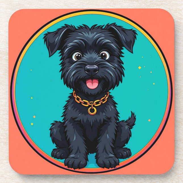 Funny Dog Colourful Digital Illustration Coaster (Front)