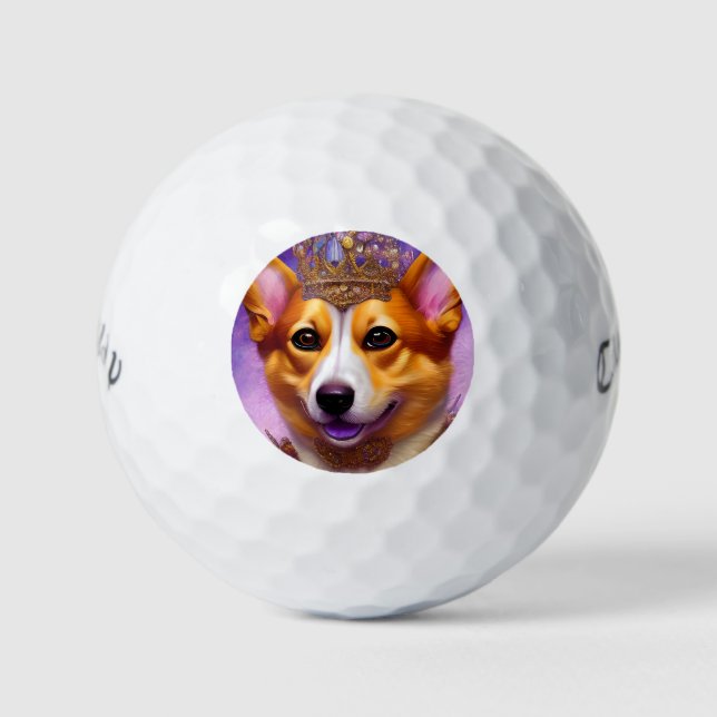 Funny Dog Custom Callaway Golf Balls | Corgi Queen (Front)