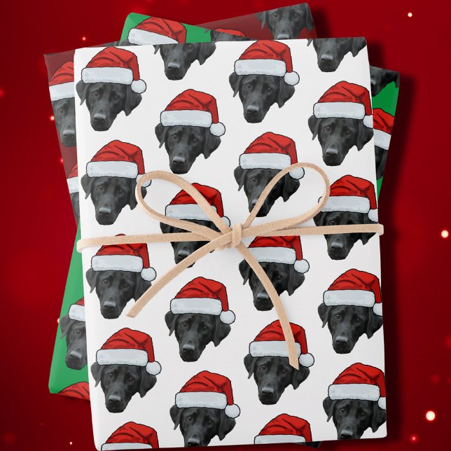 Funny Dog Custom Face Photo Santa Hat Christmas Wrapping Paper Sheet (Creator Uploaded)