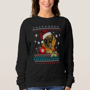 Funny Dog Dachshund Santa Hat Ugly Christmas Swea Sweatshirt