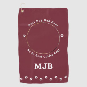 Funny DOG DAD Personalised Photo Golfer Red Golf Towel