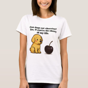 Funny Dog & Dark Cherry Design T-Shirt