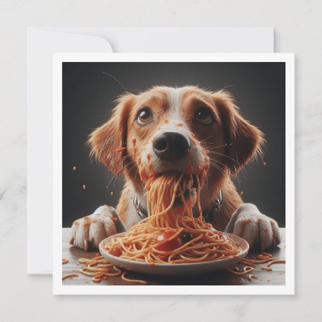 Funny Dog Dinner invitation, Dog Birthday  Invitation (Front)