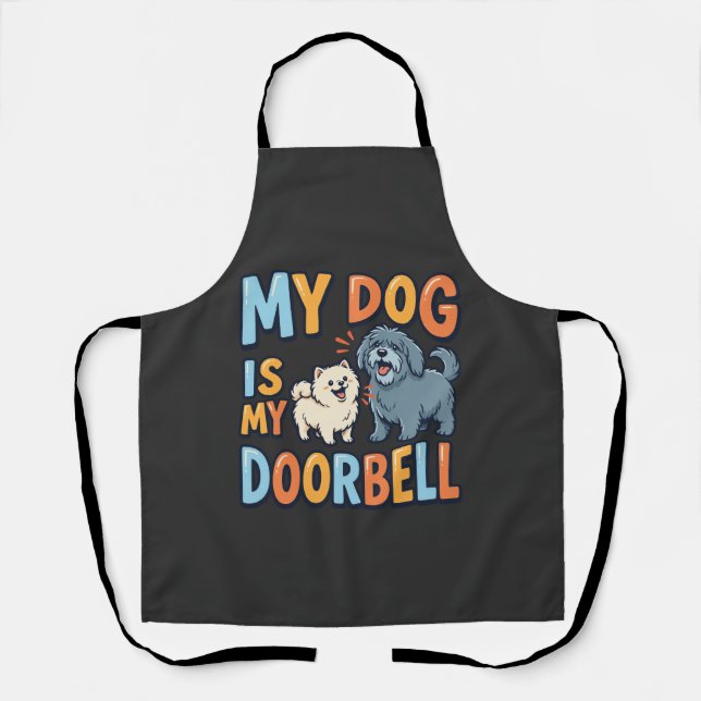 Funny Dog Doorbell Pet Lover Apron (Front)