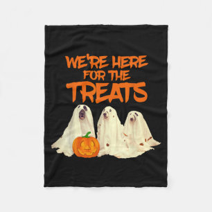 Funny Dog Dress As Ghost Halloween Here For The Fleece Blanket