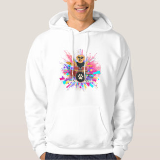Funny Dog Drummer Musician Playing Drums Music Hoodie
