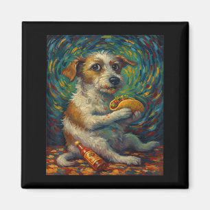Funny Dog Eating Taco Graphic Art Design  Magnet
