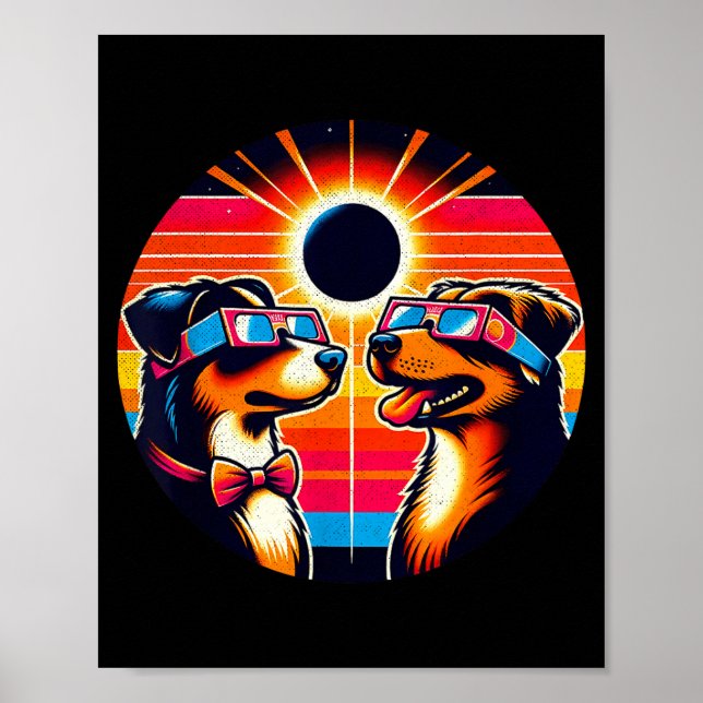 Funny Dog Eclipse Solar Celestial Celebration Poster (Front)