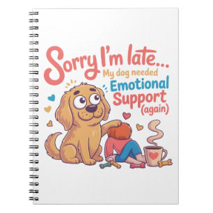 Funny Dog Emotional Support Cartoon Art Notebook