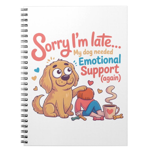Funny Dog Emotional Support Cartoon Art Notebook (Front)