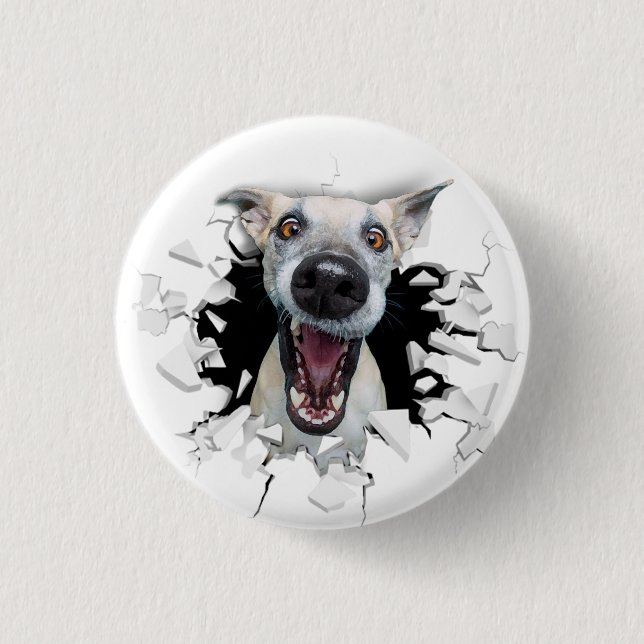 Funny dog face  3 cm round badge (Front)