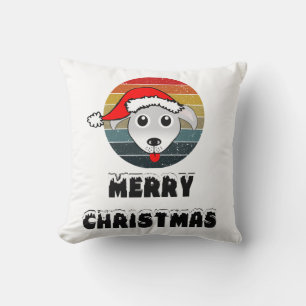 Funny Dog Face Grey Cartoon With Santa Claus Hat Cushion