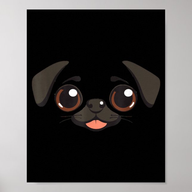 Funny Dog Face Halloween Pug Poster (Front)